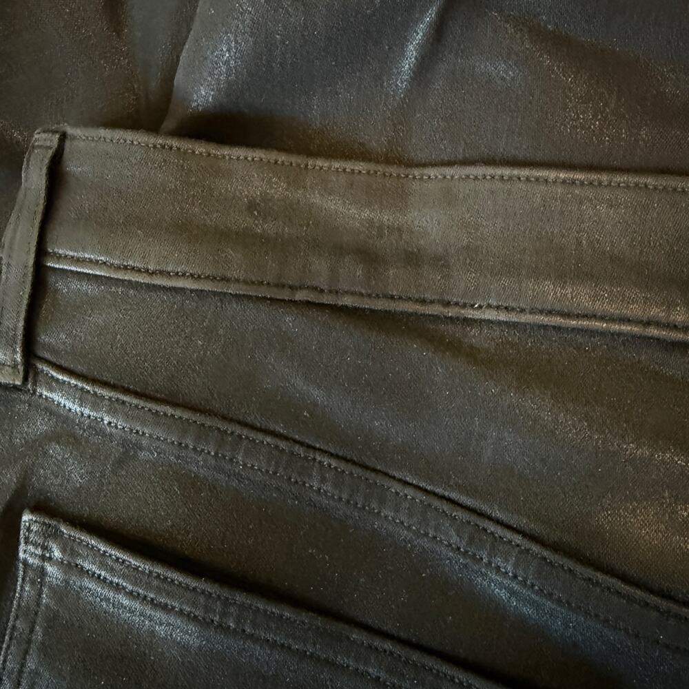 madewell kick out crop jeans in true black wash: coated edition nn472 size 32 - Picture 5 of 7